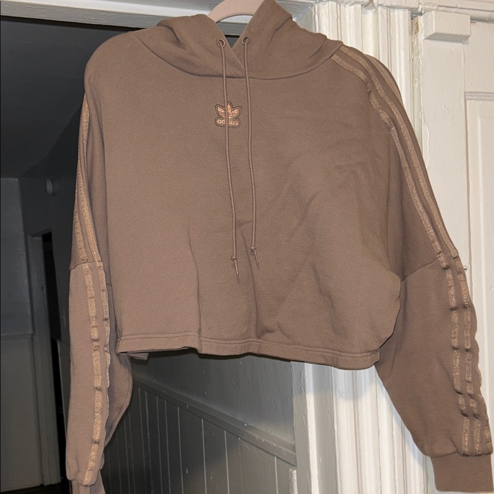 Adidas Women's Tan Cropped Hoodie